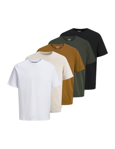 JACK & JONES Maglietta Girocollo Manica Corta, Pacco da 7