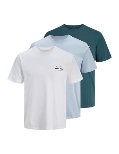 JACK & JONES Jjbrandon Tee SS Crew Neck 3Pk, Pacco da 3, Uomo