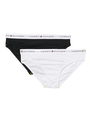 Tommy Hilfiger Bambina Slip Confezione da 2 con Fascia con Logo, Bianco (White/Black)