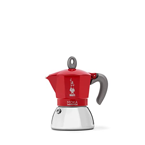Bialetti Moka Induction Caffettiera 4 Tazze, Rosso