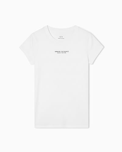 Armani Exchange Maglietta Donna Maniche Corte Milano New York Logo Bianco Ottico