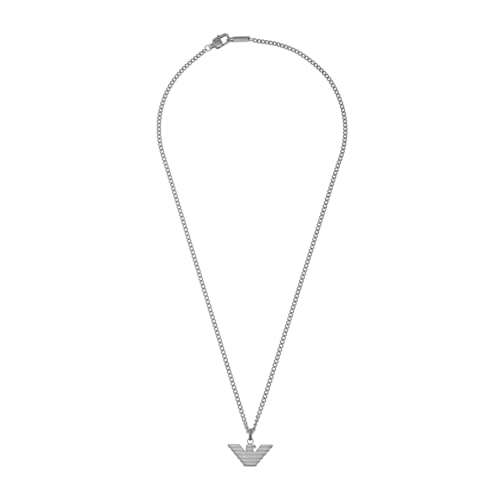Emporio Armani Collana da uomo in acciaio inossidabile con chiusura a moschettone