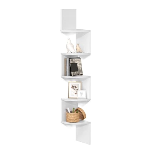 VASAGLE CUSTOS Libreria Angolare a 5 Ripiani Bianco Nuvola
