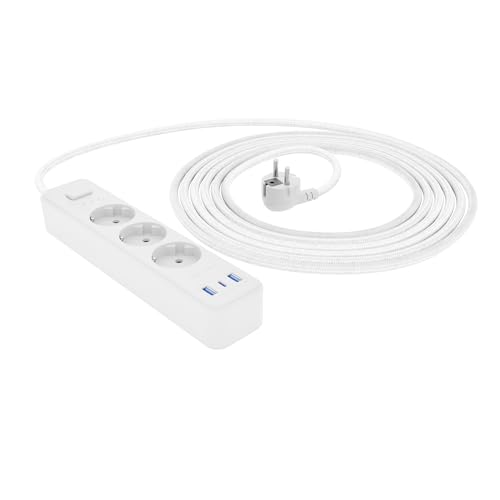 Amazon Basics Multipresa 3 Vie con Protezione Sovratensioni e 3 Porte USB