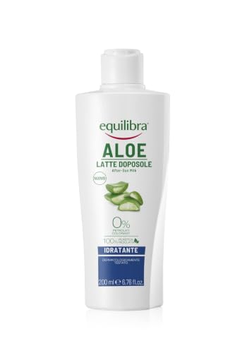 equilibra Solari Aloe Latte Doposole Idratante con Aloe Vera 40% e Olio di Carota, 200 ml