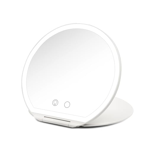 Girmi BE03 Specchio Tondo Pieghevole con Luce LED 3 Colori e Ricarica USB