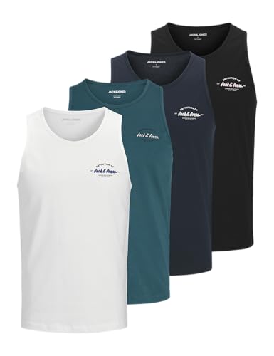 JACK & JONES Canottiera Jjbrandon Uomo, Pacco da 4