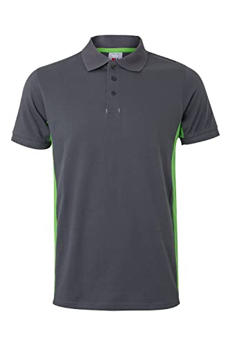 VELILLA Polo Bicolore Manica Corta Grigio e Verde Lime