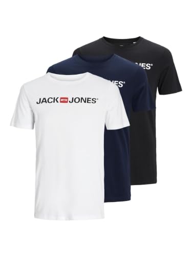 JACK & JONES JJECORP Logo Tee SS Crew Neck 3PK T-Shirt Uomo