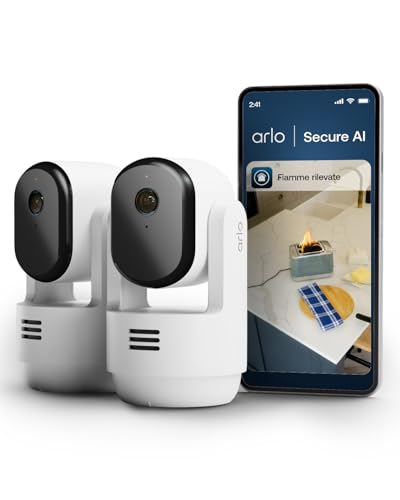 Arlo Essential 3 Indoor Videocamera WiFi PTZ HD, 2 Camere