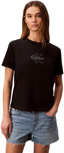 Calvin Klein Donna T-Shirt Classic Monologo Scollo Rotondo