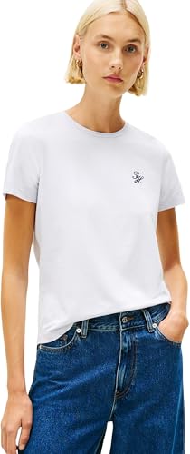 Tommy Hilfiger Maglietta da Donna TH Script Reg C-NK SS Tee WW0WW47809 S/S