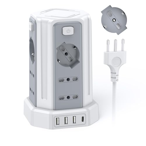 Ciabatta Elettrica Multipresa 2m 12 Prese + 3 USB A e 1 USB C