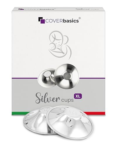 COVERbasics Paracapezzoli in Argento (SilverCups) Coppette Proteggi Capezzoli per Aiutare a Prevenire e Lenire Le Ragadi al Seno Durante l' Allattamento (