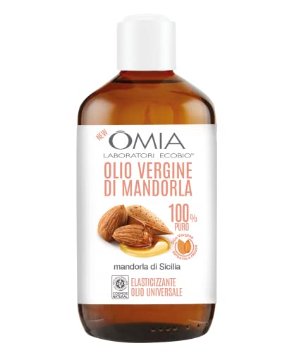 Omia Olio Vergine di Mandorla di Sicilia Puro, Olio Corpo Elasticizzante e Nutriente, 200 ml