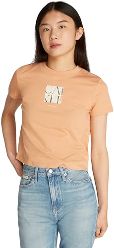 Calvin Klein Donna T-Shirt Maniche Corte Front Photo Graphic Baby Tee con Scollo Rotondo