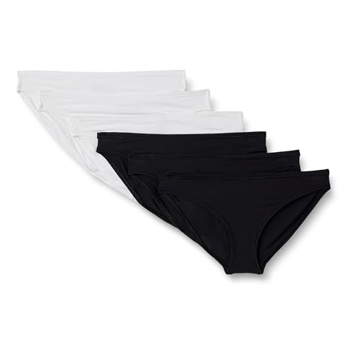Amazon Essentials Slip Bikini Traspiranti in Morbida Microfibra Effetto Pesca Donna, Pacco da 6