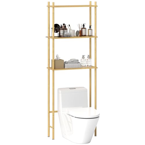 HOMCOM Scaffale Bagno 3 Ripiani Bambù