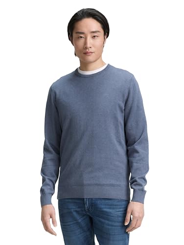 TOM TAILOR Maglione Uomo Blu Vintage Indigo Blue Melange