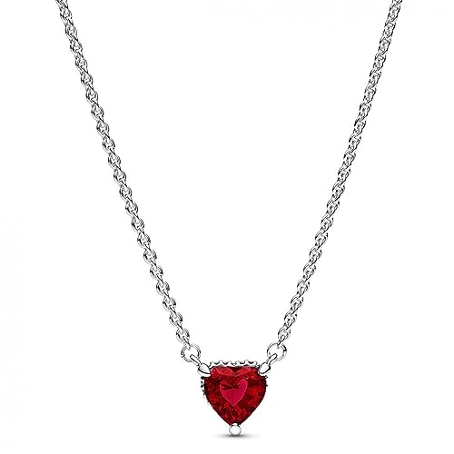 PANDORA Timeless Collier cuore argento Sterling cristallo rosso ciliegia Jubilee