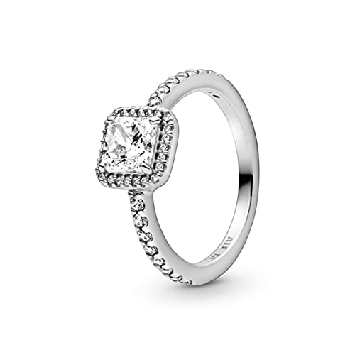 PANDORA Timeless Anello quadrato in argento Sterling con zirconia cubica trasparente