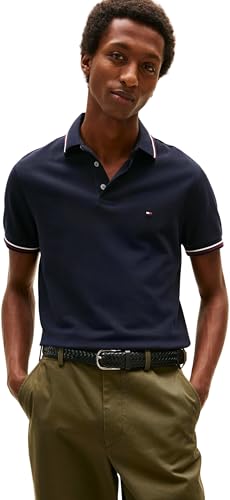 Tommy Hilfiger Polo Uomo Slim Fit MW0MW37346 S/S Blu Cielo del Deserto