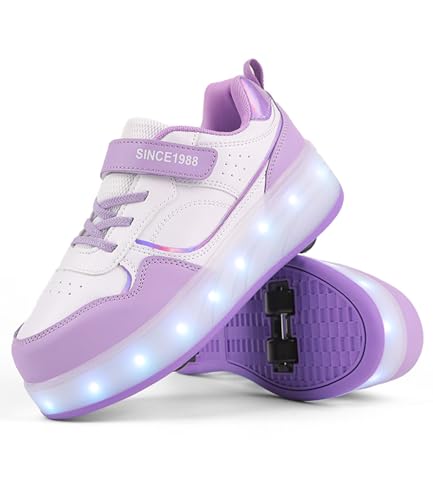 FANSU Scarpe con Rotelle Bambino Bambina con LED Brillantini Luci