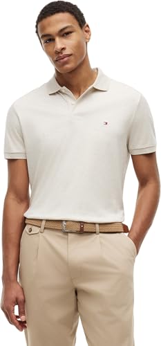 Tommy Hilfiger Uomo Maglietta Polo Maniche Corte Liquid Cotton Beige