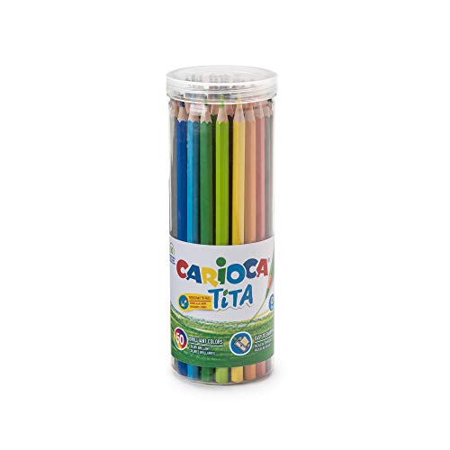 Carioca TITA Matite Colorate in Resina Esagonali, 50 Pezzi