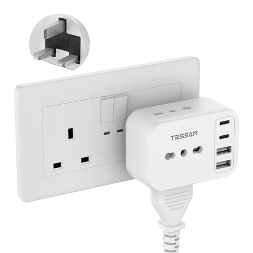 TESSAN Adattatore Presa Inglese 7 in 1 con 2 USB C e 2 USB A