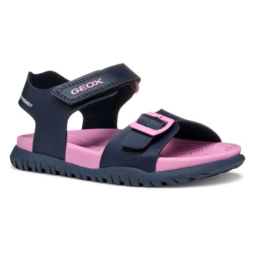 Geox J SANDAL FUSBETTO GI - Sandalo Bambina Navy/Fuchsia