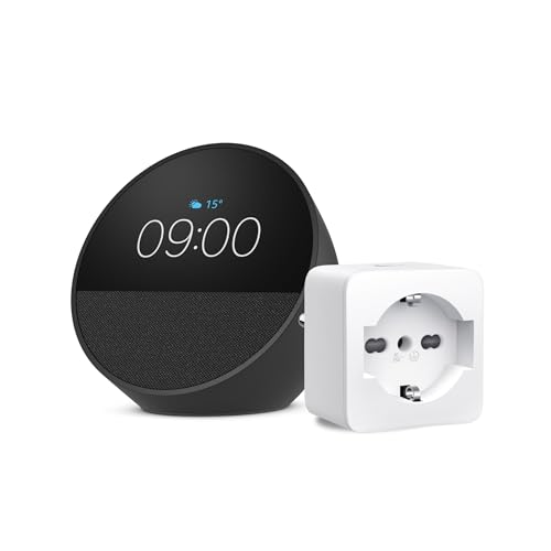 Echo Spot Nero + TP-Link Tapo Presa intelligente compatibile con Alexa Kit Casa Intelligente