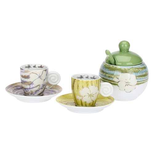 THUN Set 2 Tazzine con Zuccheriera Oasi in Porcellana