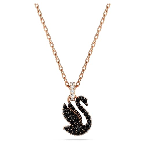 Swarovski Pendente Swan Cigno Piccolo Nero Placcato Oro Rosa