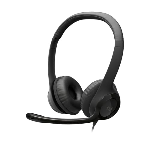 Logitech H390 Cuffie Cablate con Microfono Cancellazione Rumore, USB-C, Controlli sul Cavo