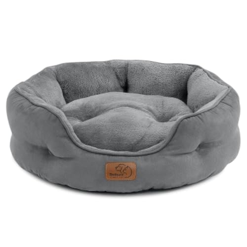 Bedsure Letto Rotondo per Cani con Fondo Antiscivolo, 51x48x15cm