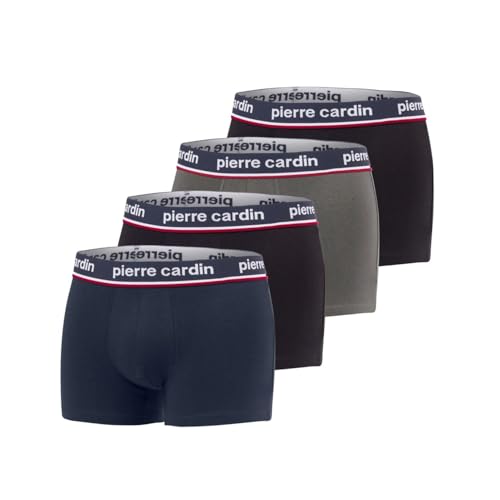 pierre cardin underwear Mutande Boxer Uomo Cotone, Set da 4, Nero