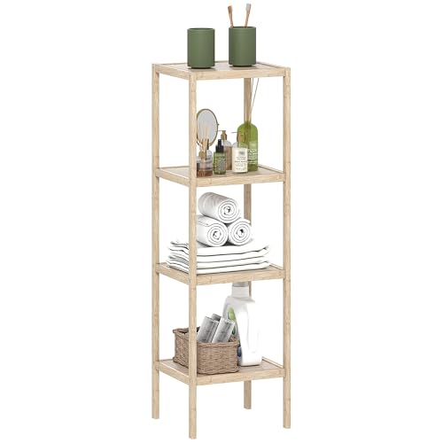HOMCOM Mobile Bagno 4 Livelli Bambù 33x31x110 cm