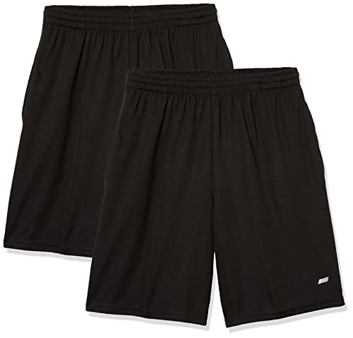 Amazon Essentials Pantaloncini Sportivi da Basket Uomo, Confezione da 2, Nero