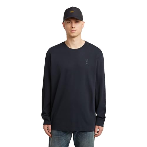 G-Star Back Embro Text Loose R T LS T-Shirt Blu