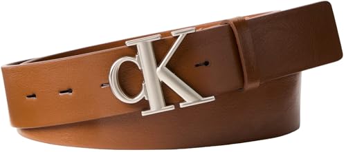 Calvin Klein Monogram Buckle Cintura 35mm, Cognac/Pewter