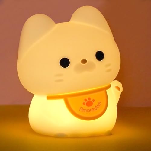 Amaredom Gatto Lampada Notturna LED in Silicone Dimmerabile