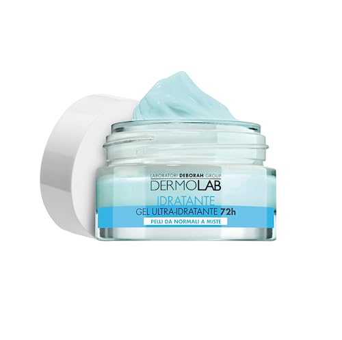 Dermolab Crema Viso Idratante Gel 72H Pelle Normale e Mista con Acido Ialuronico, 50 ml