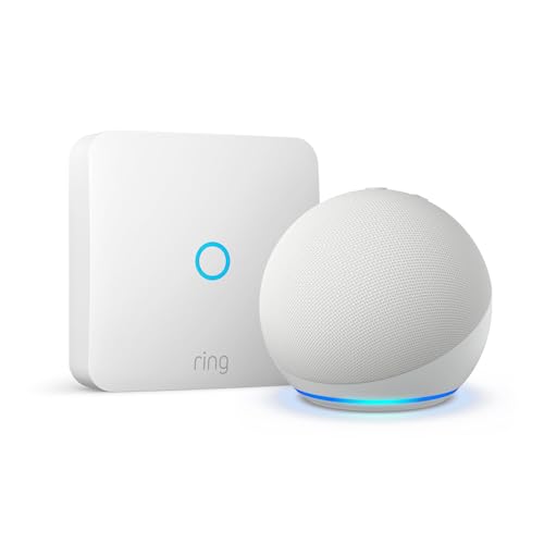 Ring Intercom + Echo Dot Bianco Ghiaccio per Apertura Portone con Voce
