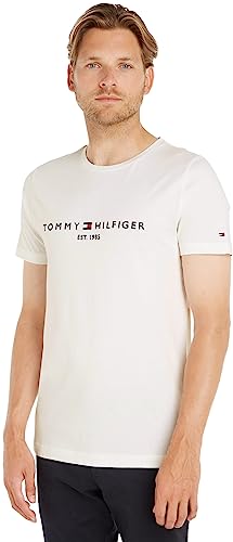 Tommy Hilfiger Uomo T-Shirt Core Tommy Logo, Bianco
