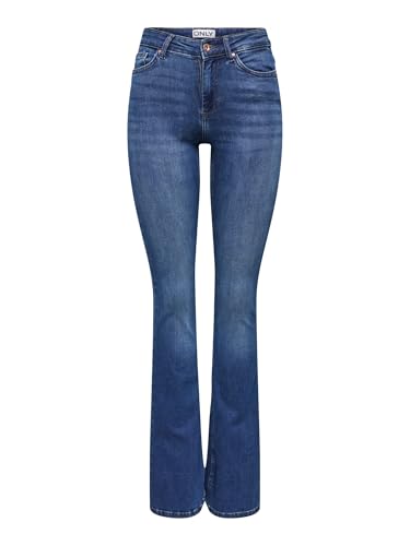 ONLY Onlblush Mid Flared DNM Tai021 Noos, Jeans Donna, Dark Blue Denim
