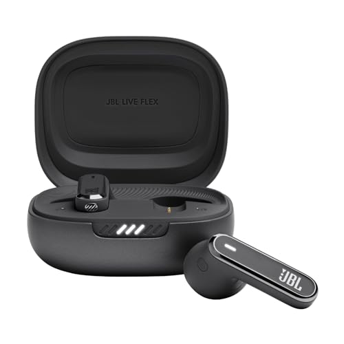 JBL Live Flex Auricolari Wireless Bluetooth, Design Open-Ear Resistente ad Acqua e Polvere IP54, Cancellazione Adattiva del Rumore, 6 Microfoni, Surround, fino a 40 h di Autonomia