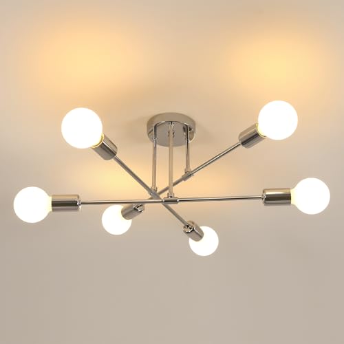 Goeco Lampadario Sputnik Vintage Cromo 6 Bracci E27