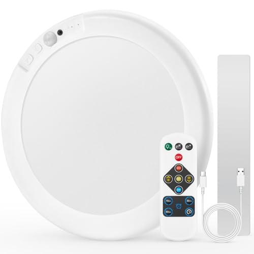 Combuh Lampada LED a Batteria con Sensore di Movimento, Ricaricabile 6000mAh, Rotonda 1 Pezzo