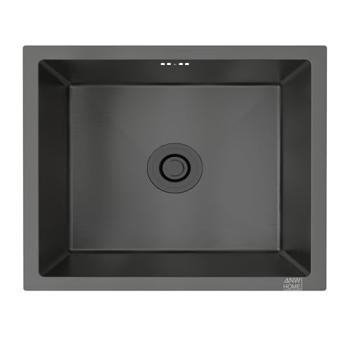 ANW HOME Lavello Cucina 1 Vasca 49x44 cm Nero